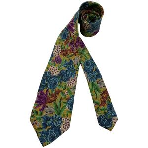 KENZO Purple/Green Floral Silk LUXURY Tie ITALY